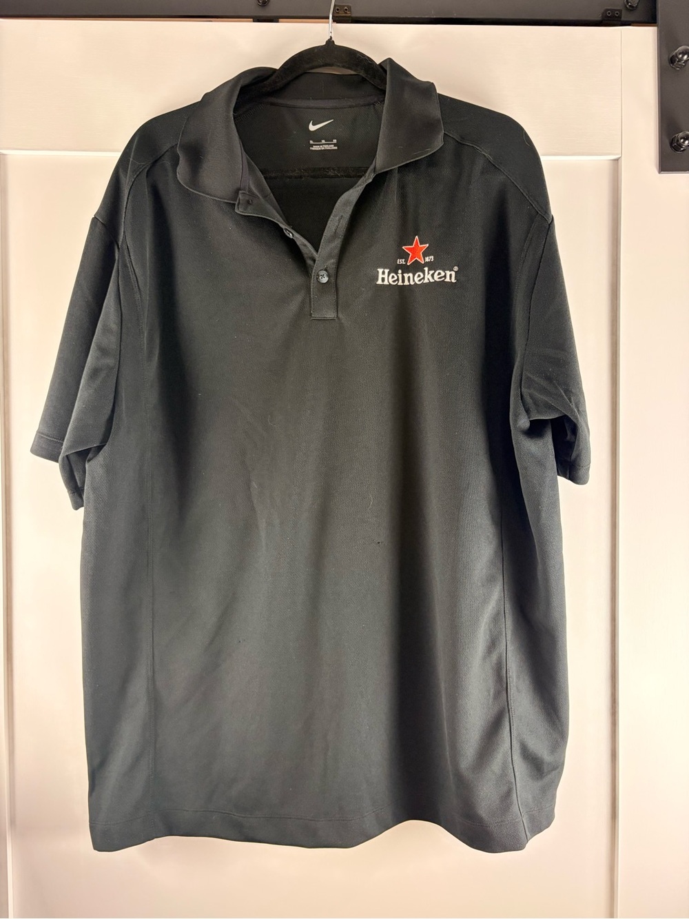 Nike Dri-FIT Heineken Embroidered Black Performance Polo Golf Shirt Men’s XL